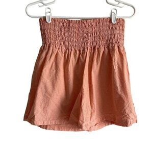 Common Sense Women L Orange 100% Cotton Boho Smocked High Rise Casual Shorts